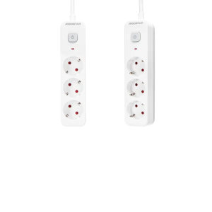 Regleta Enchufes, Alargador Enchufe de 3 Enchufes con Interruptor, Cable de 5 Metros, Blanco