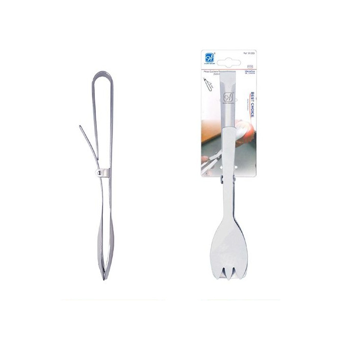 Pinzas, Cuchara Tenedor de Cocina Clip de Comida de Acero Inoxidable 24x4.5cm