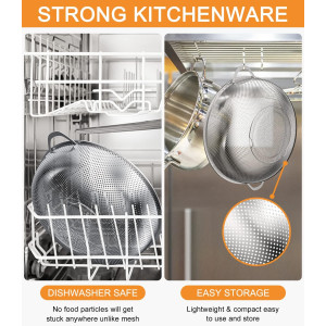 Colador de Cocina,20 cm, Acero Inoxidable Colador con Asa