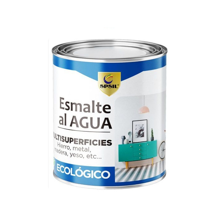 SPSIL Pintura Esmalte al Agua 750ml para Madera,Hierro,Metal,Yeso,ect..Interiores y Exteriores