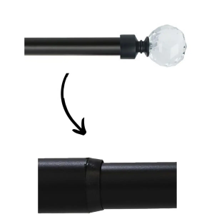 Barra de Cortina Extensible,Tamaños 120-210cm Negro oro, Barra Universal Decorativa Diamante de Metal
