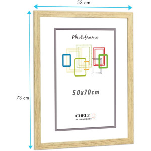 Marco de Fotos 50x70cm (Haya) MOD-254 Hecho de Madera, Ancho de moldura 2cm