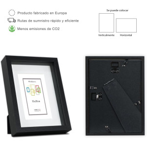 Marco con profundidad 15x20cm (Int 10x15cm) Negro MOD 3503 madera con paspartu.