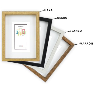 Marco con profundidad 15x20cm (Int 10x15cm) Negro MOD 3503 madera con paspartu.