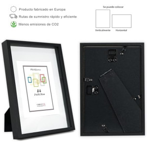 Marco con profundidad A4 (Int 15x20cm) Negro MOD 3503 madera con paspartu