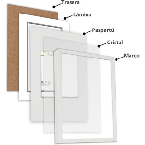 Marco con profundidad 20x25cm (Int 15x20cm) Blanco MOD 3503 madera con paspartu
