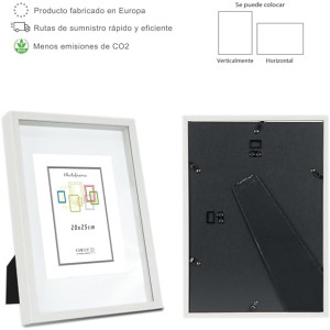 Marco con profundidad 20x25cm (Int 15x20cm) Blanco MOD 3503 madera con paspartu