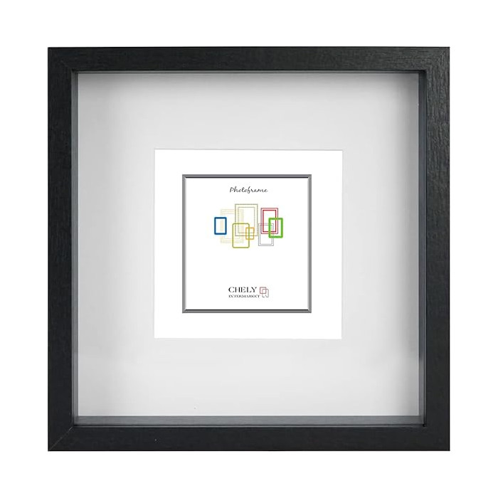 Marcos con Profundidad 28x28cm (Medida Interior de paspartú 20x20cm)(Negro) | MOD-3509