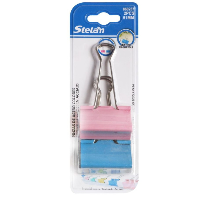 Pinzas doble clip, 51 mm, Colores