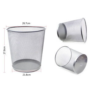 Papelera Malla Metalica, Cesto basura redondo metálico 12 Litros