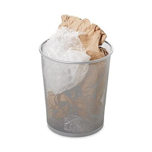 Papelera Malla Metalica, Cesto basura redondo metálico 12 Litros