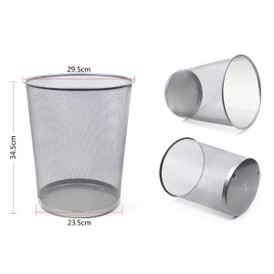 Papelera Malla Metalica, Cesto basura redondo metálico 34.5 X 23.5 CM