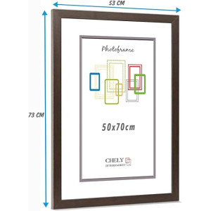 Marco de Fotos 50x70cm (Wengué) MOD-254 Hecho de Madera, Ancho de moldura 2cm