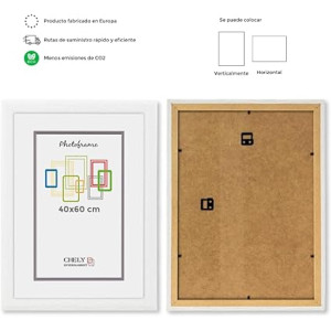 Marco de Foto 40x60cm (Blanco) MOD-257 Hecho de Madera, Ancho de moldura 2cm