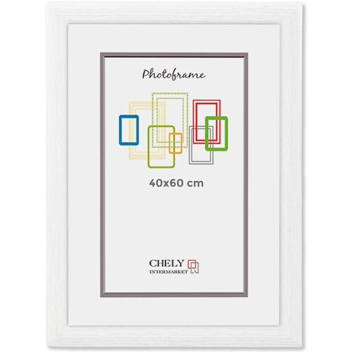 Marco de Foto 40x60cm (Blanco) MOD-257 Hecho de Madera, Ancho de moldura 2cm