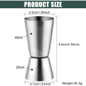 Vaso Medidor de Cócteles, Vaso Medidor Cocktail Double Acero Inoxidable 20 y 40 ml,