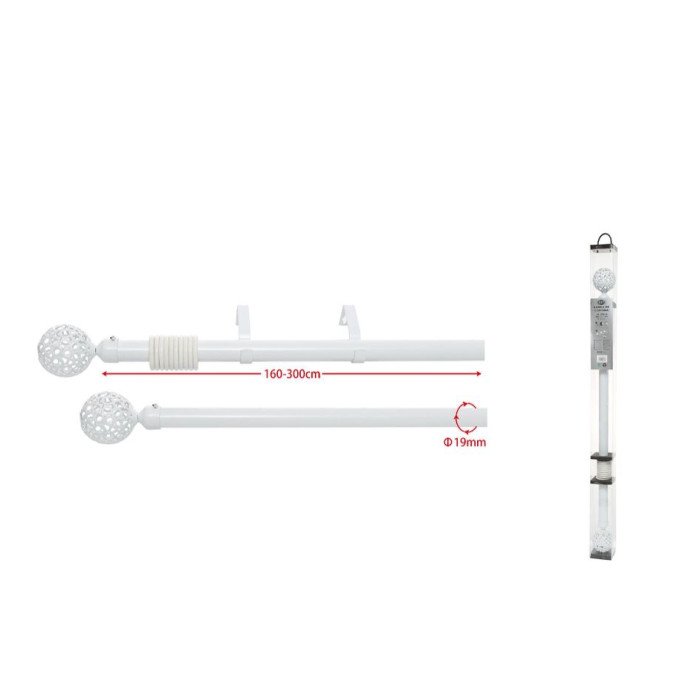 Barra de Cortina Extensible 160-300cm Blanco metal