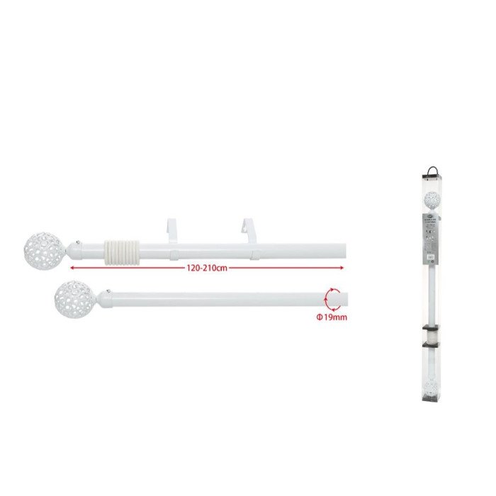 Barra de Cortina Extensible 120-210cm Blanco metal