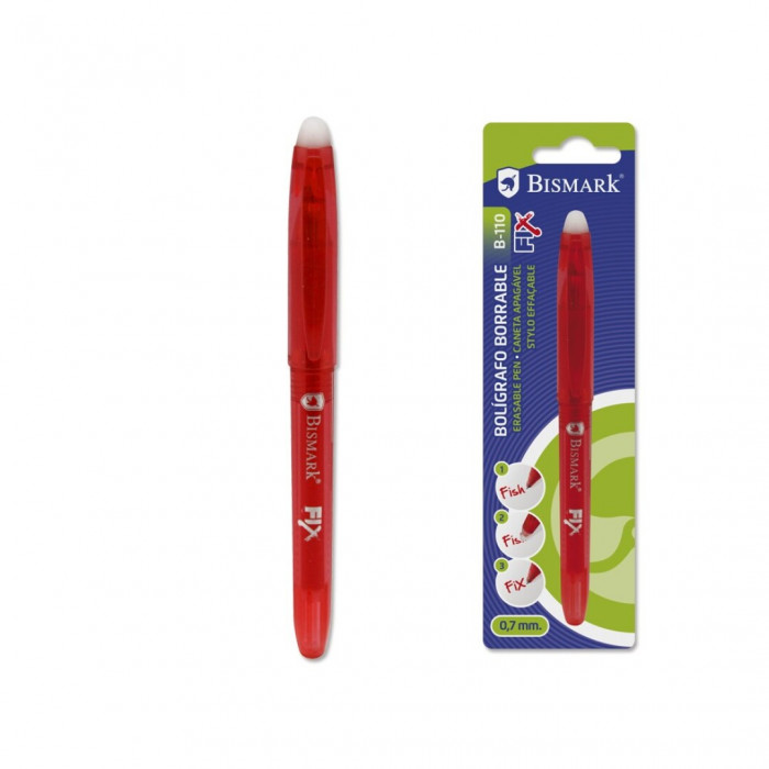 Boligrafo bismark borrable c/capuchon Rojo