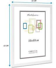 Marco de Fotos Grande 50x60cm (Blanco) MOD-254 Hecho de Madera | Ancho de Bastidor 1,20cm