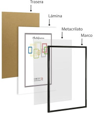 Marco de fotos 60x90cm MOD 312 Negro Cuadro de pared ideal para fotos y diplomas