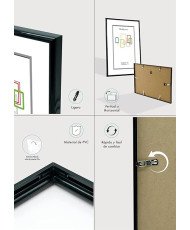 Marco de fotos 70x100cm MOD 312 Negro Cuadro de pared ideal para fotos y diplomas