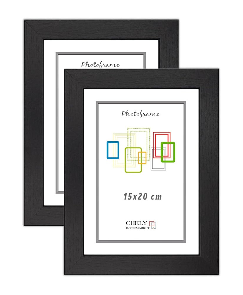 Marcos de Fotos 15x20cm (Negro) MOD-254 (Pack 1 uds) Ancho de moldura 2cm.