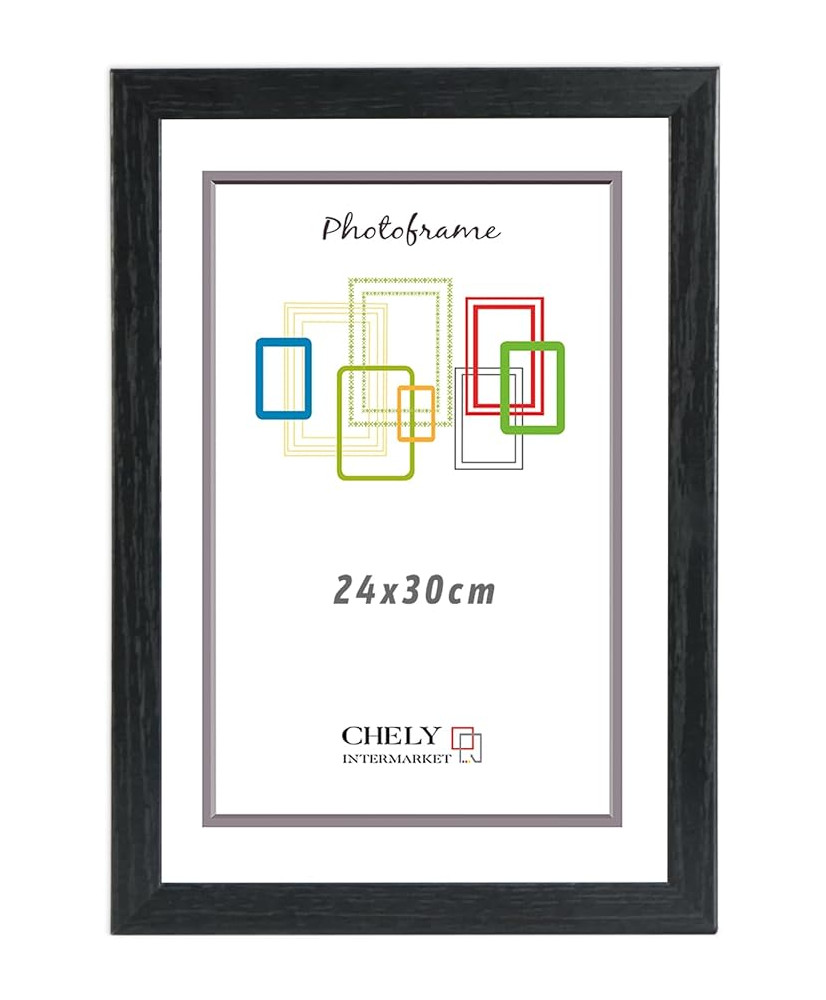 Marco de Foto 24x30cm (Negro) MOD-254 Hecho de Madera, Ancho de moldura 2cm