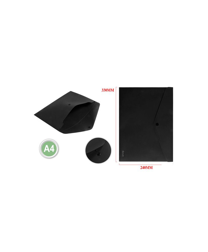 Carpeta plástico A4 con botón negro sobre