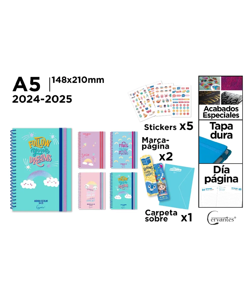 Agenda Escolar Dia Pagina A5 Tapa Carton Dura 2024/2025