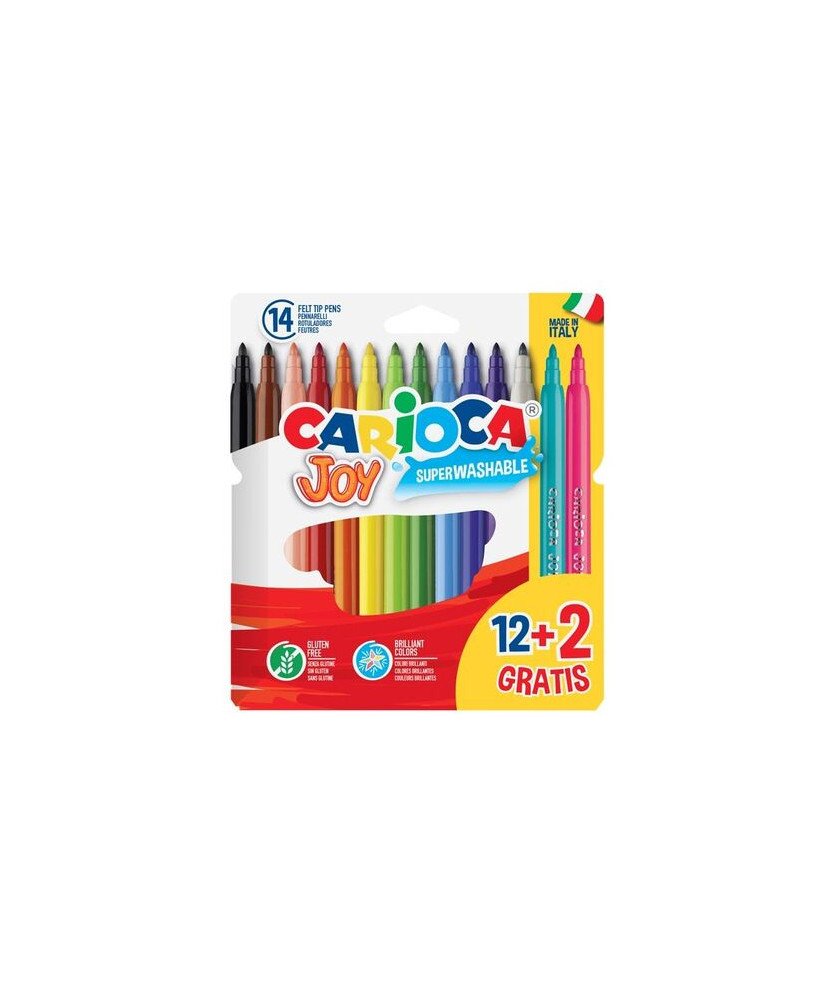Rotulador Carioca Joy Super Lavables Bolsa Papel 12 Unidades Colores Surtidos + 2 Gratis