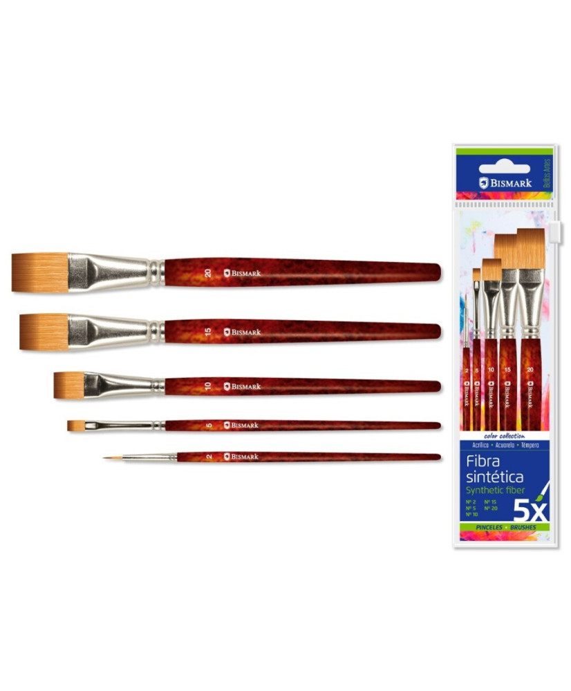 SET 5 PINCELES CORTOS ACRILICOS, ACUARELAS Y TEMPERA