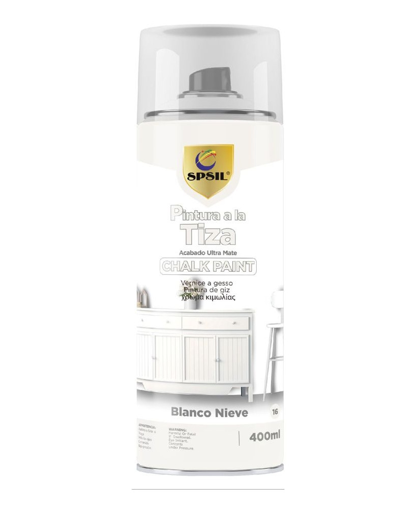 Pintura Spray a la Tiza Color Pastel Acabado Ultra Mate - Blanco Nieve 400ml