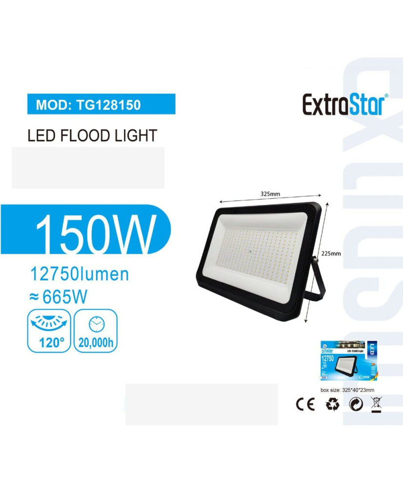 LED Exterior 150W 12750 Lúmen,6500 Luces LED Exterior Blanco Frío 5000K, Ángulo De Haz 120°, Luz De Seguridad Impermeable IP65