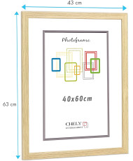 CHELY INTERMARKET Marco de Foto 40x60cm (Haya) MOD-254 Hecho de Madera, Ancho de moldura 2cm.