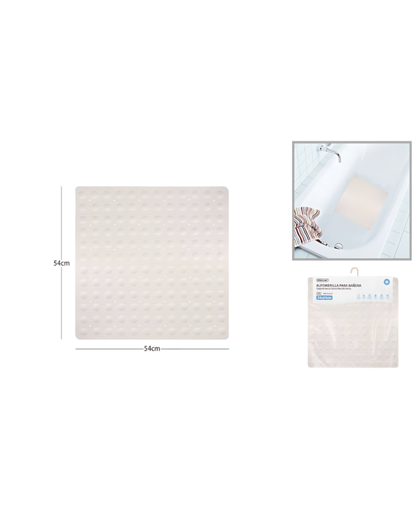 Alfombra De Bañera Antideslizante, 54x54cm Beige 850g
