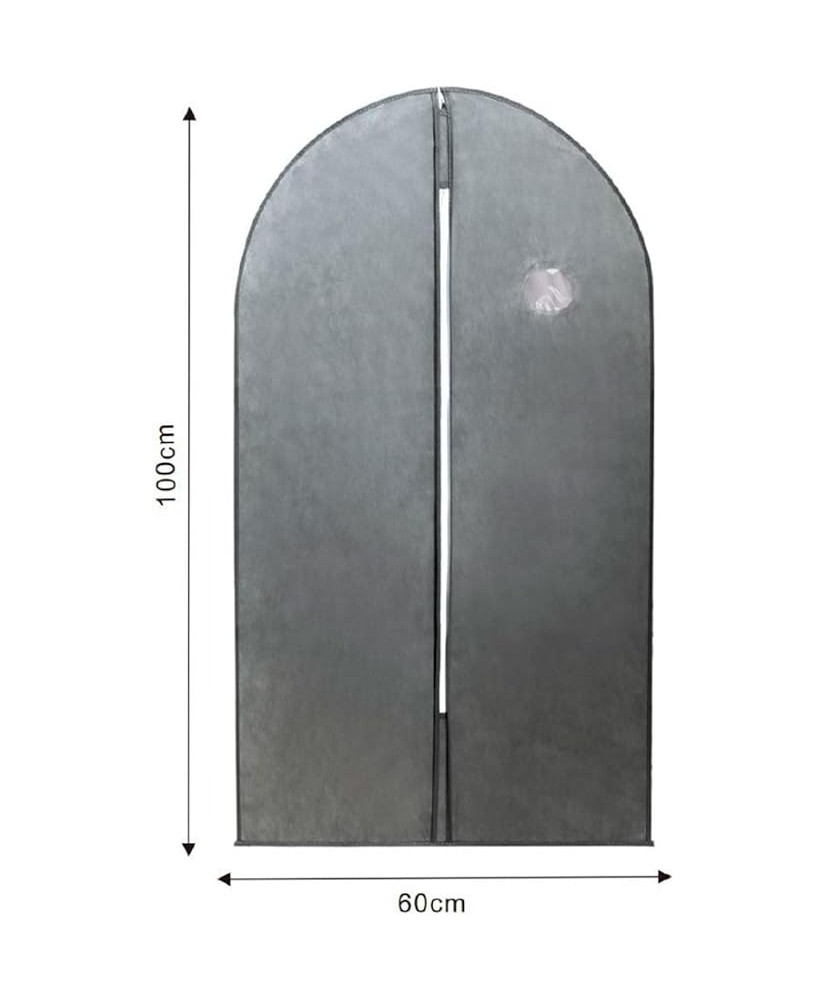 Funda de Ropa Anti-(Polvo 60 x 100cm)- Protectores de Ropa, Trajes, Vestidos. - Porta Traje Transpirable con Asa - Gris
