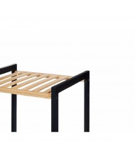 Estantería de Baño 35 x 30 x 100 cm Negro Natural Bambú Madera de Pino