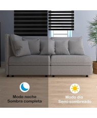 Estor Enrollable de Doble Capa Noche y Día 60-160 x 180 cm,Negro Persiana Enrollbale para Ventana,