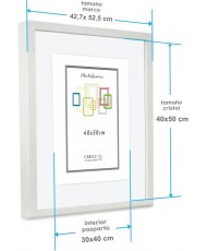 CHELY INTERMARKET Marco con paspartu 40x50cm (Int 30x40cm) Blanco MOD 351 cuadro ideal para fotos
