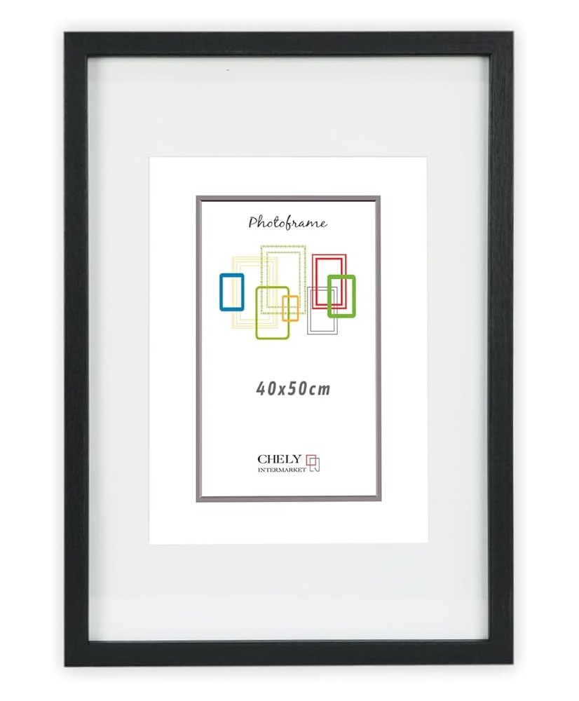 CHELY INTERMARKET Marco con paspartu 40x50cm (Int 30x40cm) Blanco MOD 351 cuadro ideal para fotos