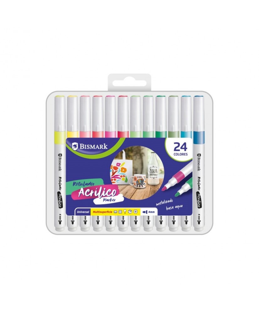 Rotuladores 24 Color acrilicos metalizados con base de agua