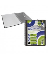 Carpeta Clasificadora con Espiral, Fundas de Plástico, 60 Fundas Negro A4,