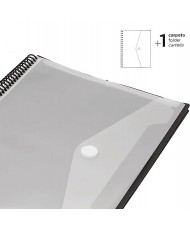 Carpeta Clasificadora con Espiral, Fundas de Plástico, 60 Fundas Negro A4,