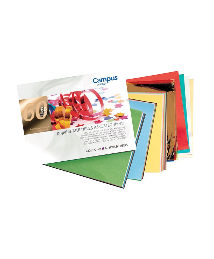 Bloc Papel Múltiple Campus College Folio 60 Hojas Colores Surtidos