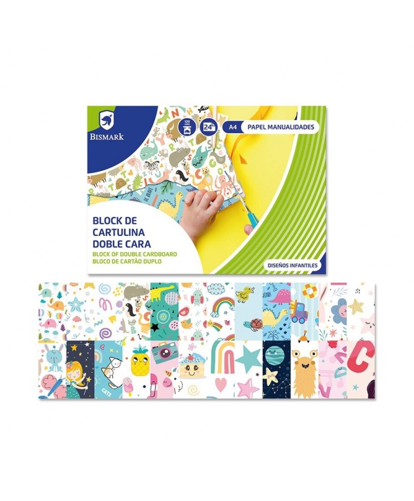 Block de cartulinas doble cara 24 hojas infantil 120 gr encolado