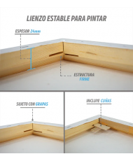 Lienzos Para Pintar 50x70 CM Pack 2 Unidades Bastidor Madera 24 MM Algodón