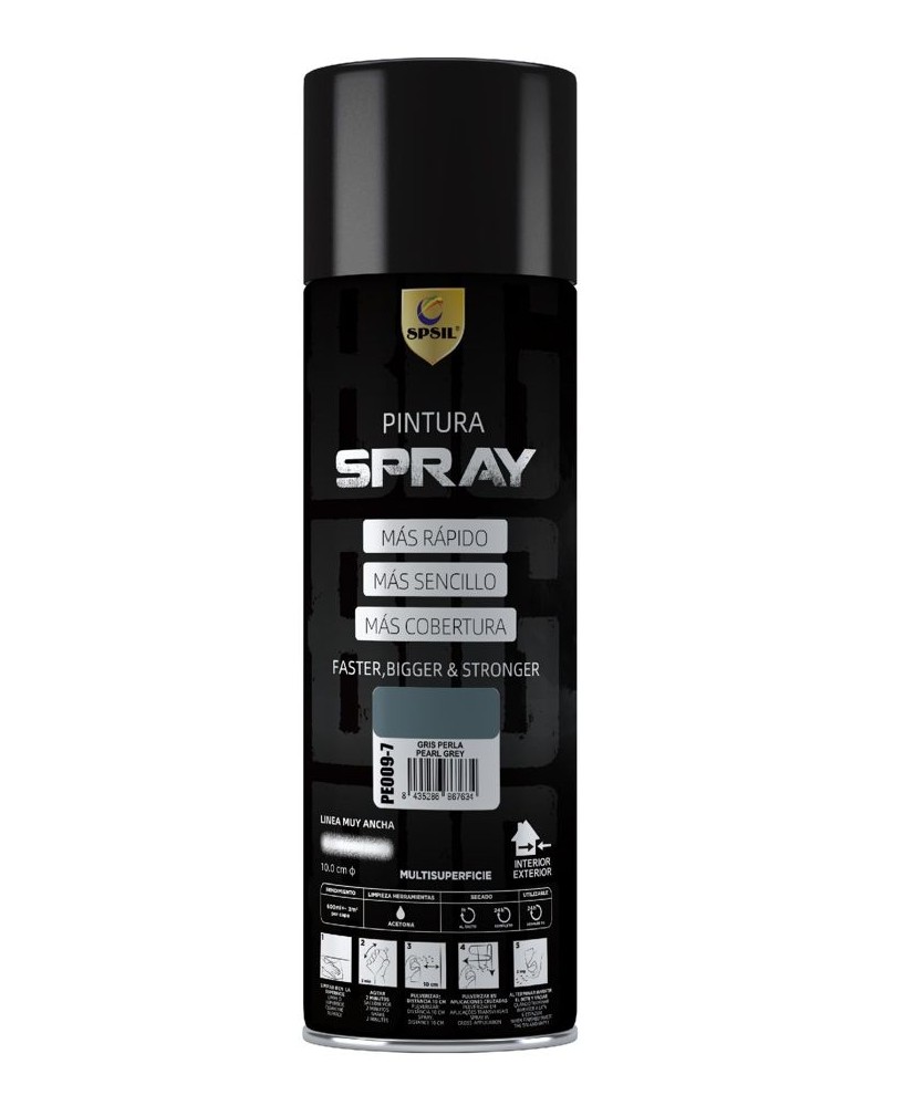 Pintura Spray 600ml -(Color GRIS PERLA ) Adecuado Metal Madera y Plástico - (Paquete de 1)