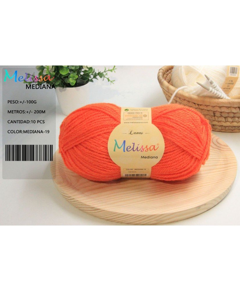 Melissa Hilo 100% Acrilico Ovillo de Lana Mediana 200m 100g para DIY Tejer y Ganchillo, Certificado OEKO-TEX Standard 100