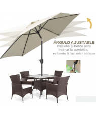 Sombrilla Parasol Reclinable para Jardín Patio Terraza Playa Piscina con Manivela Protector UV Φ2.7x2.35m